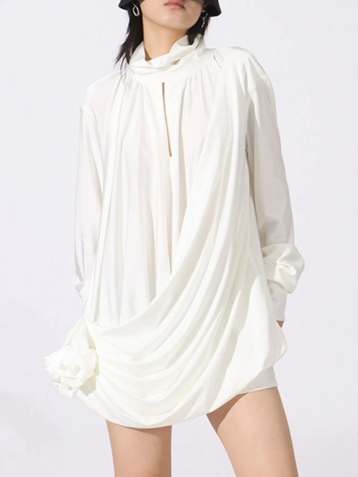 Ruched Long Sleeve Mini Dress
