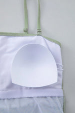Ribbed Drawstring Sides Cutout One Piece Swimsuit