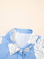 Floral Print Button Up Pleated Detail Puff Sleeve Shirt
