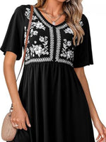 Floral Short Sleeve Flowy Mini Dress