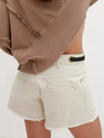 Drawstring Raw Hem Denim Shorts