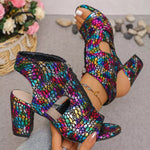 Open Toe Block Heels Sandals
