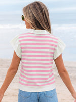 Striped Ruffled Sleeve Blouse