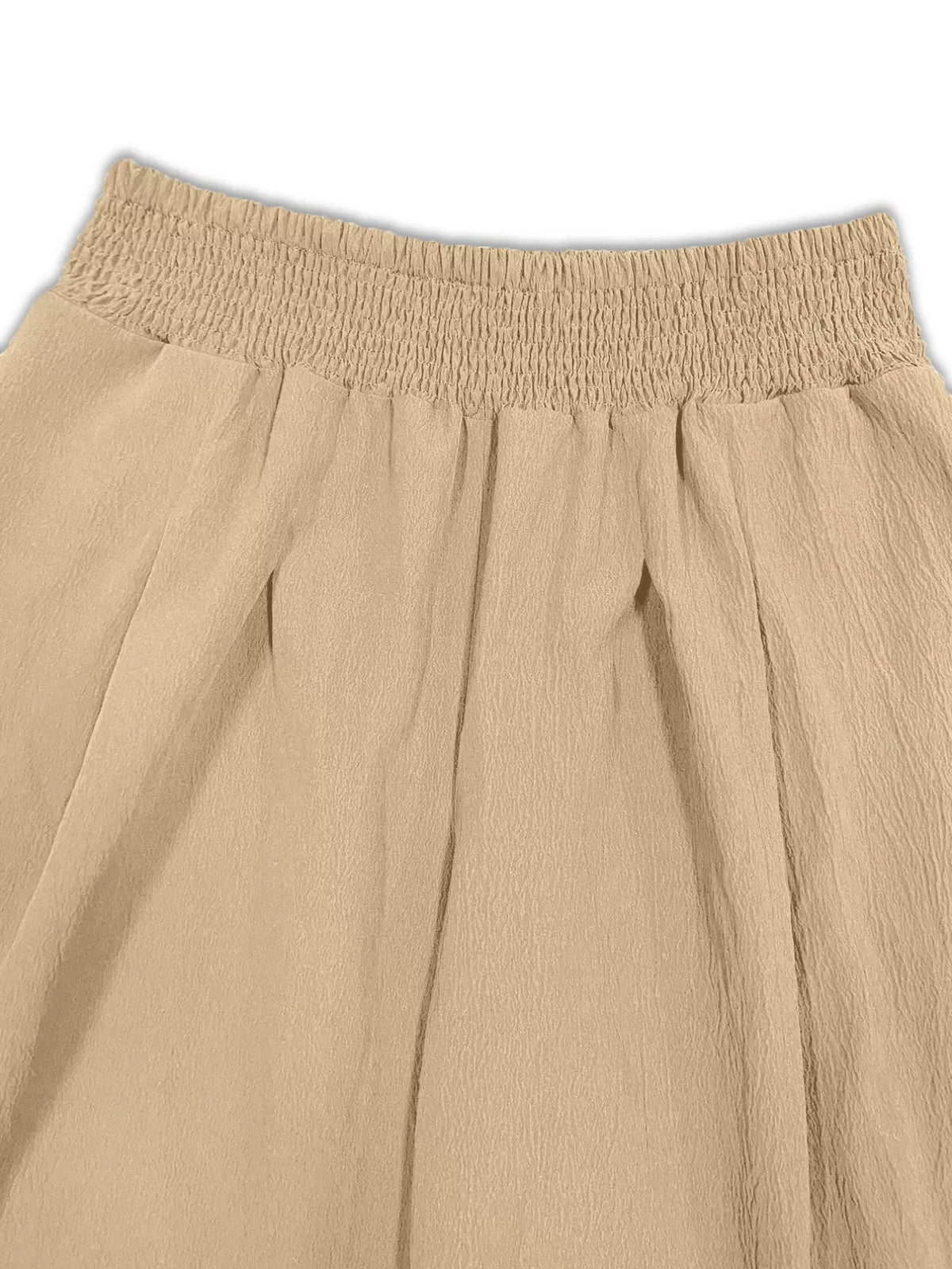Plus Size Smocked Waist Cropped Wide Leg Pants