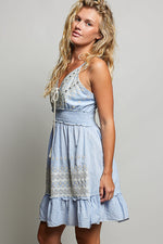 POL Eyelet Embroidered Smocked Waist Mini Dress