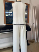 Full Size Contrast Trim Sleeveless Top and Pants Set Plus Size