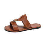 Buckled Leather Slide Sandals