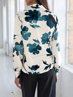 Printed V-Neck Long Sleeve Blouse
