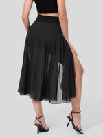 Slit Flowy Skirt with Shorts Liner