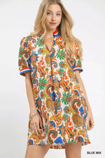 Umgee Jacquard Abstract Print Mini Dress