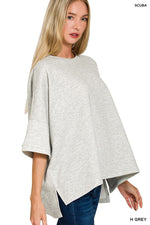 Zenana Scuba Round Neck Top with Side Slits