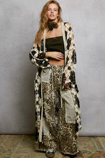 POL Open Front Crochet Longline Cardigan