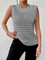 Hollow Out Round Neck Knit Tank