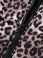 Leopard Quilted Full Zipper Casual Puff Vest