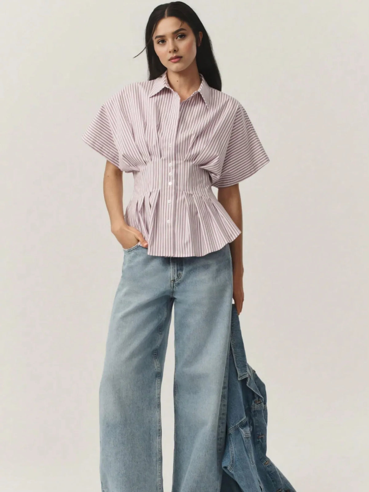 Striped Short Sleeve Button-Up Shirt