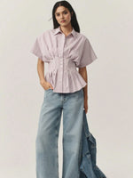 Striped Short Sleeve Button-Up Shirt