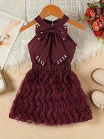 Children's Pearl Bowknot Top and Skirt Set