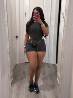 Ribbed Knit Bodysuit and Shorts Set