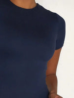 Round Neck Short Sleeve Swim Top