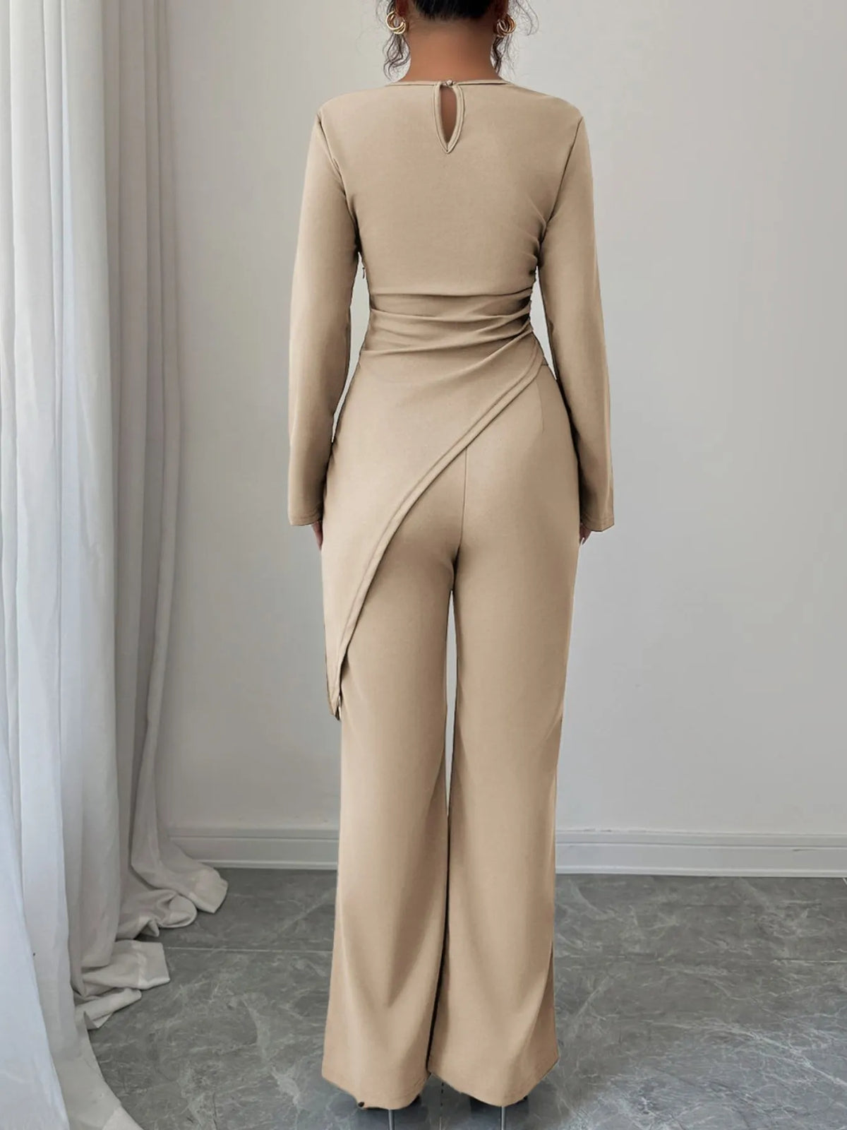 Asymmetric Long Sleeve Top and Pants Set