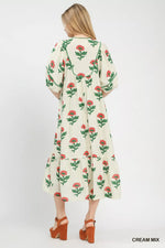Umgee Floral Print Midi Dress