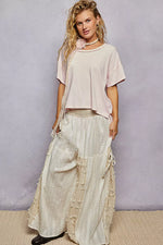 POL Round Neck Short Sleeve T-Shirt with High Low Hem
