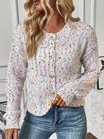 Colorful Button Up Long Sleeve Cardigan