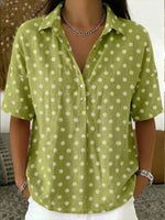 Full Size Polka Dot Short Sleeve Shirt Plus Size