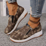 Zip Detail Round Toe Slip-Ons