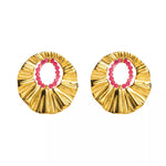18K Gold-Plated Bead Round Earrings