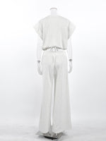 Round Neck Top and Wide Leg Pants Set