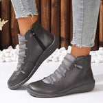 Lace-Up Faux Leather Ankle Boots