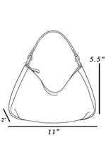 Fame Glossy Faux Leather Rivet Trim Shoulder Bag