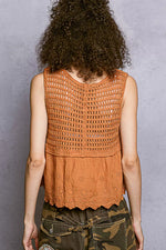 POL Crochet Cropped Tank with Scalloped Hem