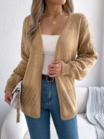 Openwork Open Front Long Sleeve Cardigan