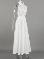 Backless Sleeveless Button Front Maxi Dress