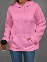 Full Size Textured Embossed Long Sleeve Hoodie Plus Size