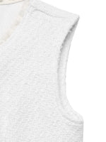 Textured Button-Front Vest with Raw Edge
