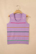 Stripe Round Neck Knitted Sweater Tank