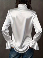 Button Up Flounce Sleeve Shirt