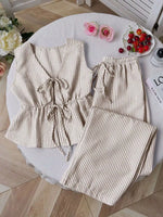 Striped Tie-Front Sleeveless Top and Pants Set