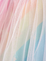 Children's Unicorn Graphic Rainbow Tulle Layered Dress