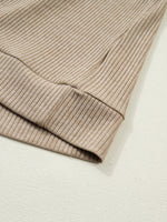Ribbed Knit Denim Trim Button Detail Top