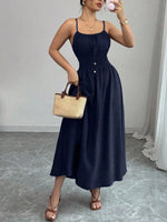 Smocked Spaghetti Strap Midi Dress
