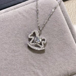 Moissanite 925 Sterling Silver Rocking Horse Necklace