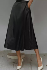 Satin A-Line Midi Skirt