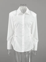Side Lace Up Button Up Shirt