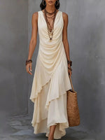 Sleeveless Layered Ruffle Hem Maxi Dress