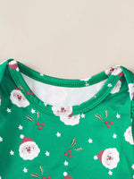Children's Christmas Bodysuit and Overall Dress Set with Headband