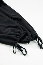 Knotted Straps Button Textured Drawstring Jumpsuit